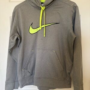 Nike Gray Crewneck Sweatshirt with Neon Yellow Swoosh